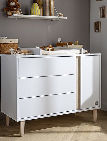 Chambre bébé, Lit évolutif et Commode à langer 3 tiroirs et 1 porte - SAUTHON