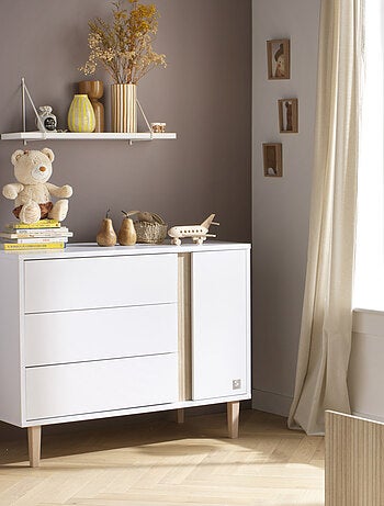 Chambre bébé, Lit évolutif et Commode à langer 3 tiroirs et 1 porte - SAUTHON