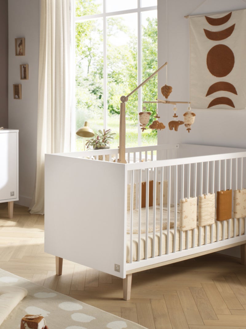 Chambre bébé, Lit évolutif et Commode à langer 3 tiroirs et 1 porte - SAUTHON Blanc - Kiabi