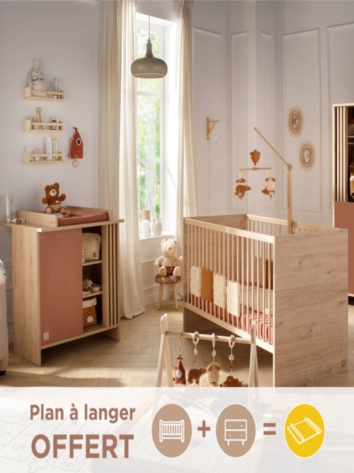 Chambre bébé, Lit évolutif et Commode à langer avec claustra - - Kiabi