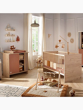 Chambre bébé, Lit évolutif et Commode à langer avec claustra - SAUTHON