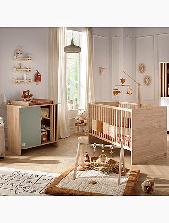 Chambre bébé, Lit évolutif et Commode à langer avec claustra - SAUTHON