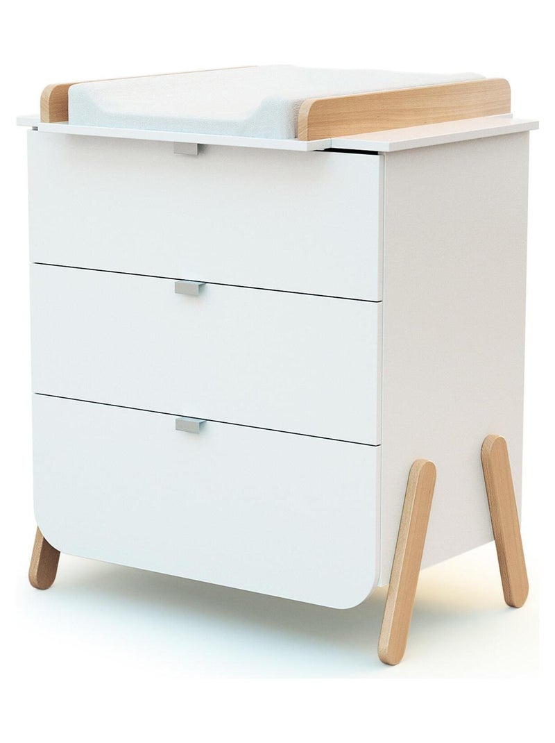 Chambre bebé lit,commode à langer et armoire Beige/Blanc - Kiabi