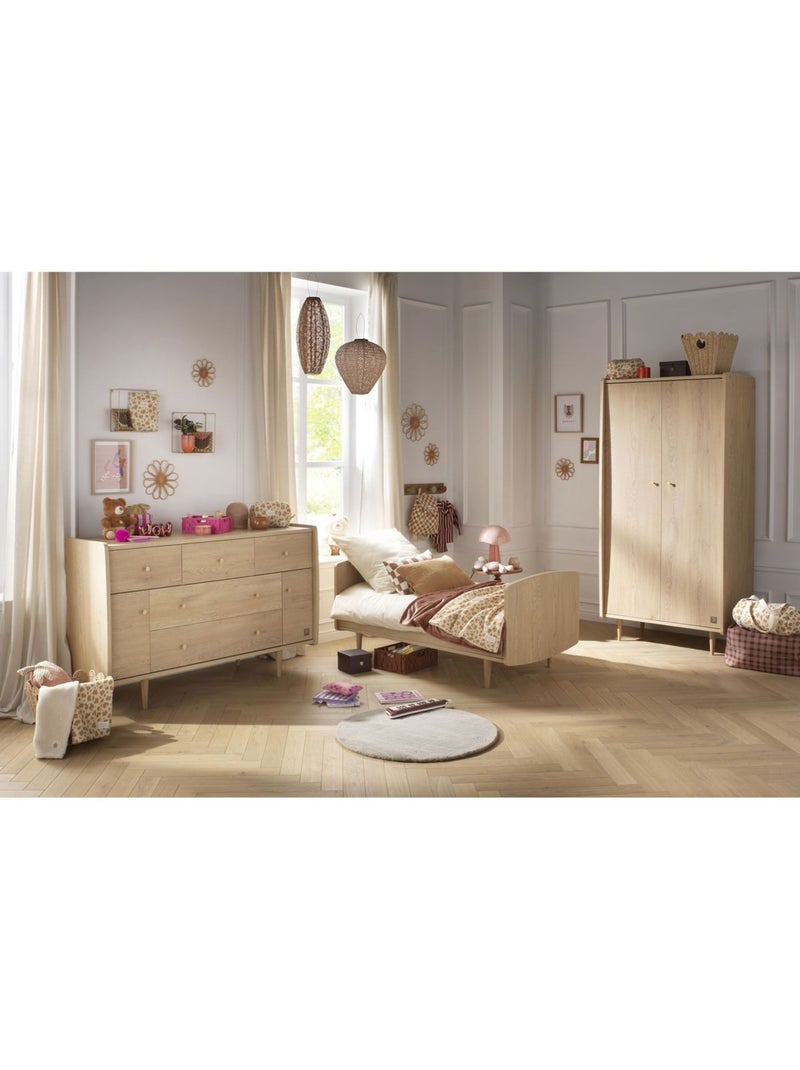 Chambre bébé trio évolutive my love, lit 140x70 évolutif commode à langer xxl et armoire - chêne vin Marron - Kiabi