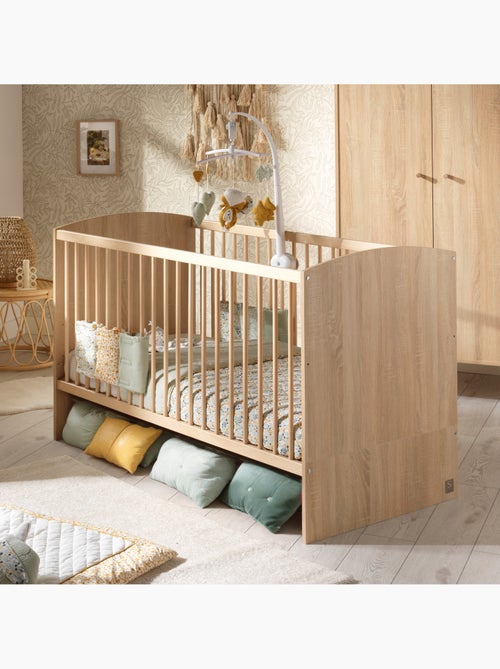 Chambre bébé trio: Lit bébé 70x140 évolutif, commode à langer 3 tiroirs et armoire 2 portes décor bo - Kiabi