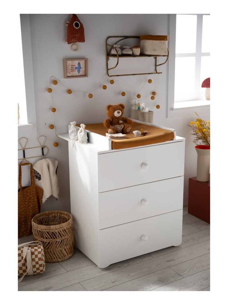 Chambre complète bébé avec lit 120x60cm à barreauxet commode à langer 3 tiroirs - BABYPRICE Blanc - Kiabi