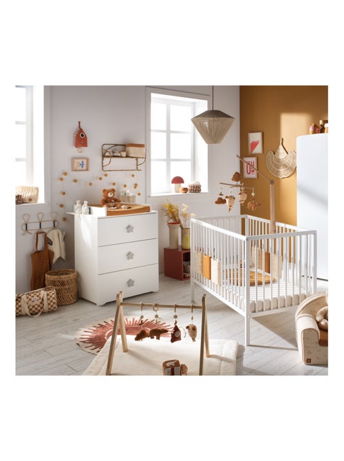 Chambre complète bébé avec lit 120x60cm à barreauxet commode à langer 3 tiroirs - BABYPRICE - Kiabi