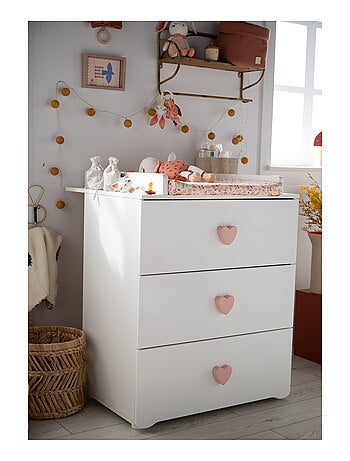 Chambre complète bébé avec lit 120x60cm à barreauxet commode à langer 3 tiroirs - BABYPRICE