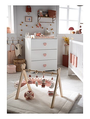 Chambre complète bébé avec lit 120x60cm à barreauxet commode à langer 3 tiroirs - BABYPRICE