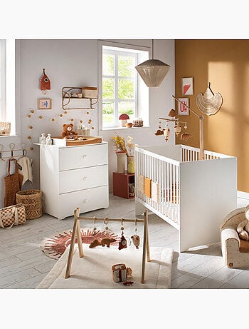 Chambre complète bébé avec lit 120x60cm et commode à langer 3 tiroirs - BABYPRICE