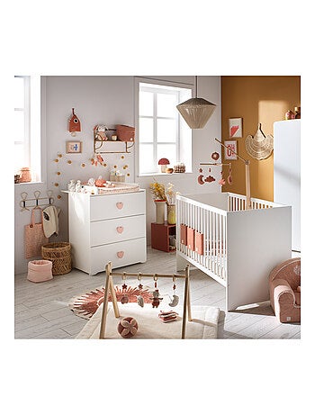 Chambre complète bébé avec lit 120x60cm et commode à langer 3 tiroirs - BABYPRICE