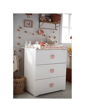 Chambre complète bébé avec lit 120x60cm et commode à langer 3 tiroirs - BABYPRICE