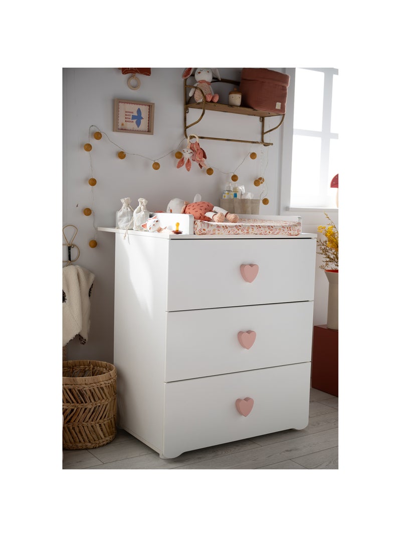 Chambre complète bébé avec lit 120x60cm et commode à langer 3 tiroirs - BABYPRICE Rose - Kiabi