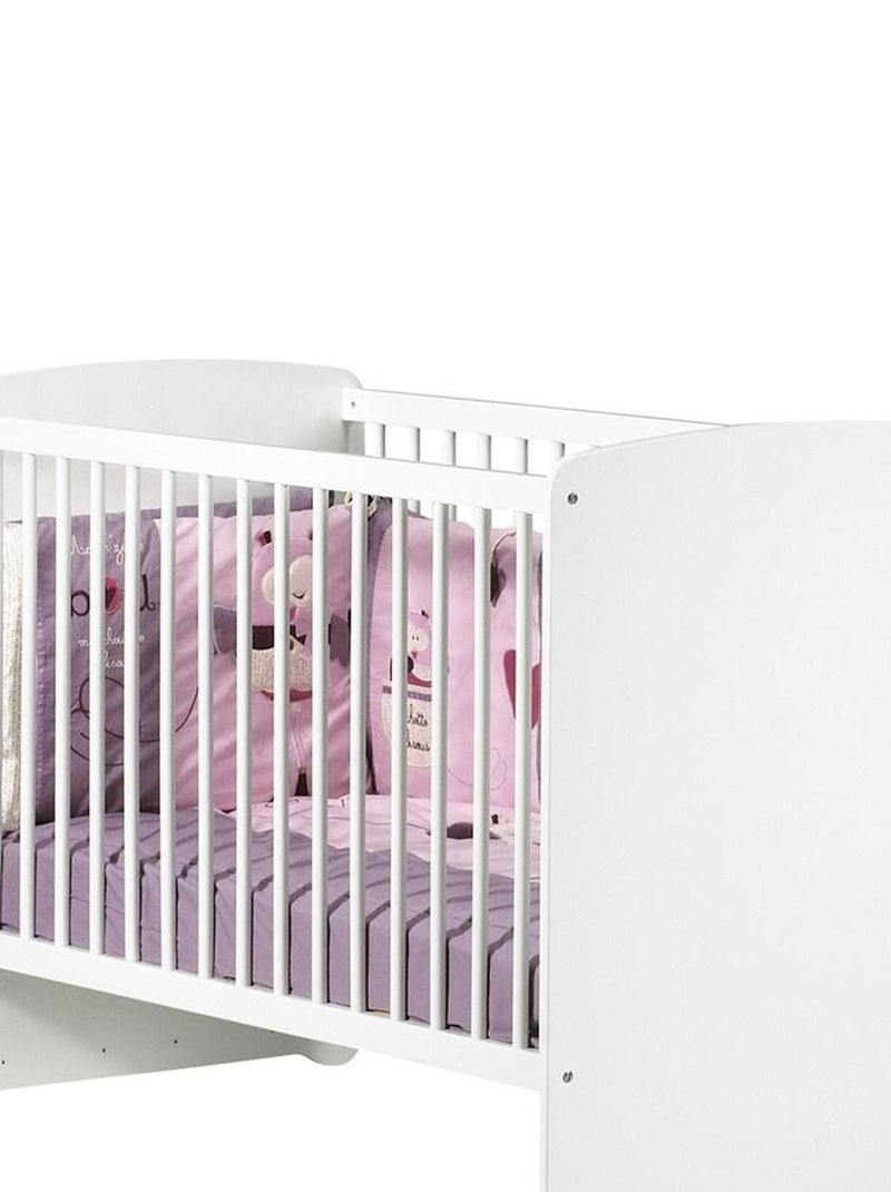 Chambre complète bébé avec lit à barreaux, commode à langer et armoire 2 portes - BABYPRICE Blanc Rose - Kiabi