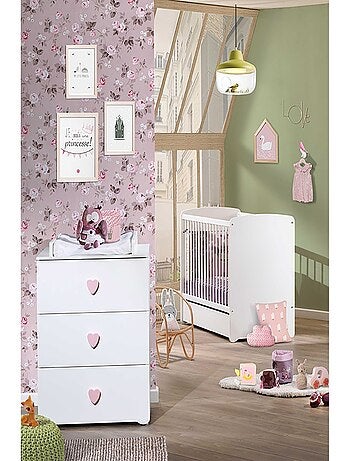 Chambre complète bébé avec lit 120x60cm et commode à langer - BABYPRICE