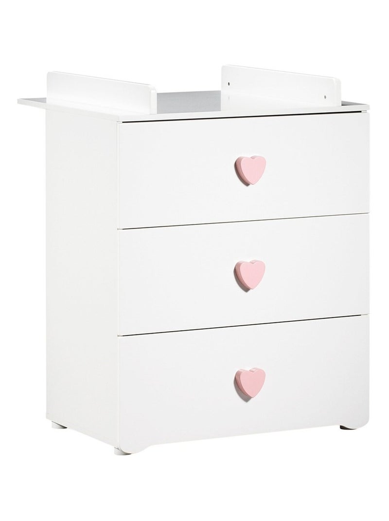Chambre complète bébé avec lit à barreaux et commode à langer - BABYPRICE Blanc Rose - Kiabi