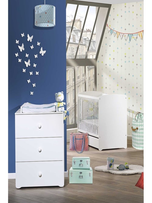 Chambre complète bébé avec lit à barreaux et commode à langer - - Kiabi