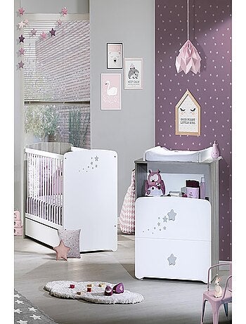 Chambre duo lit et Commode et une niche en bois - BABYPRICE