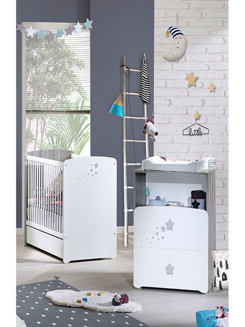 Chambre duo lit et Commode et une niche en bois - BABYPRICE - Kiabi