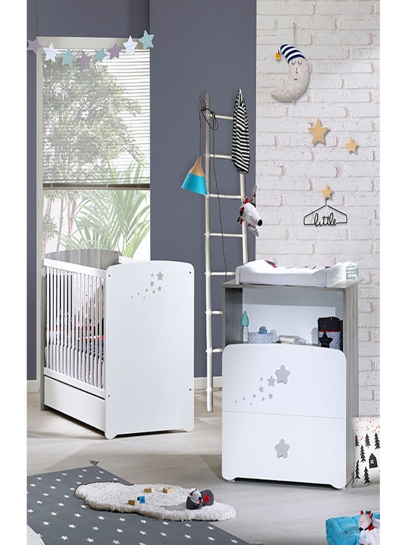 Chambre duo lit et Commode et une niche en bois - BABYPRICE Blanc - Kiabi