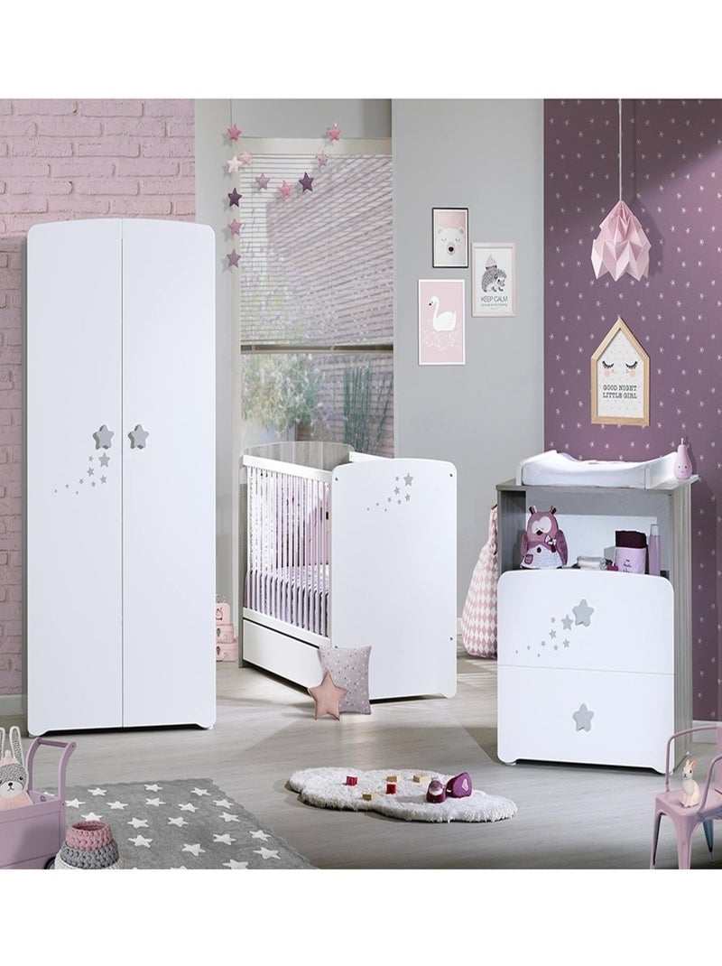 Chambre trio lit et Commode et Armoire en bois - BABYPRICE Blanc - Kiabi