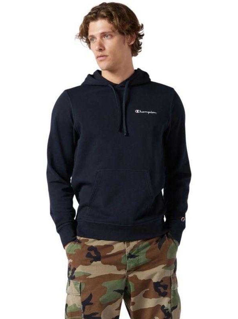 Champion - Sweat à capuche motif/style logo sur poitrine Bleu marine - Kiabi
