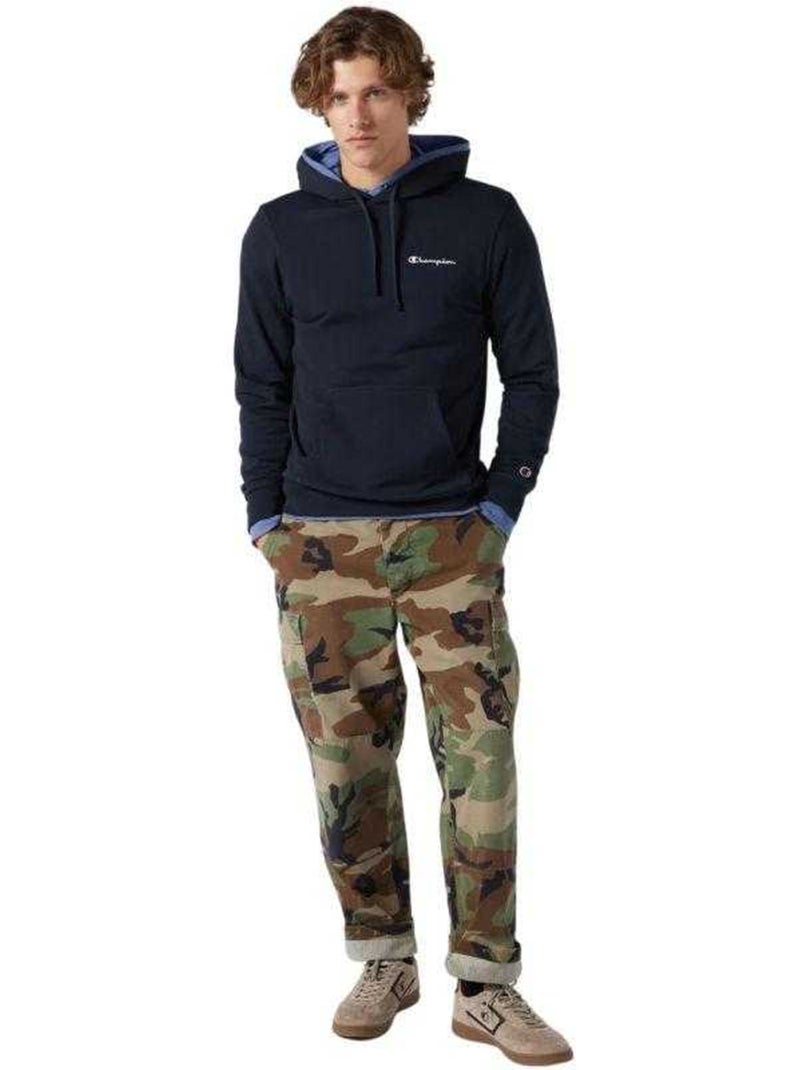 Champion - Sweat à capuche motif/style logo sur poitrine Bleu marine - Kiabi