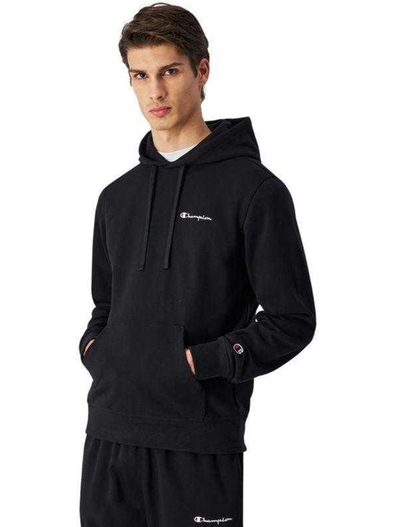 Champion - Sweat à capuche motif/style logo sur poitrine Noir - Kiabi