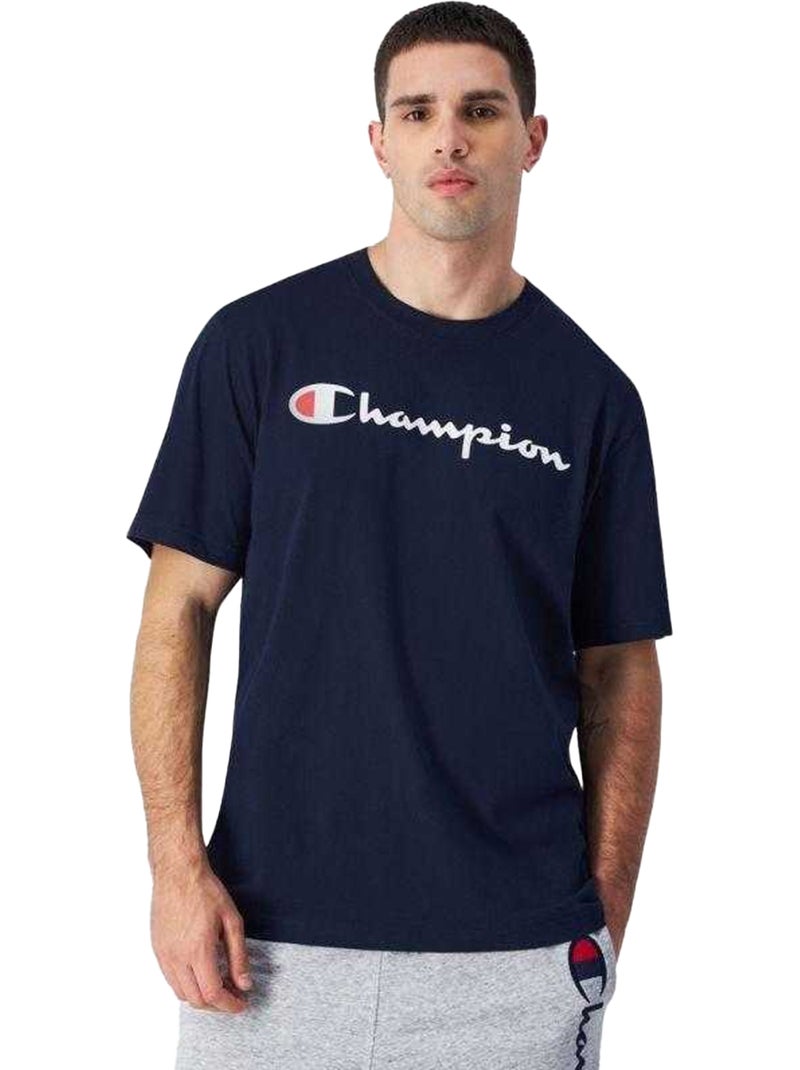 Champion - T-shirt motif/style logo Bleu marine - Kiabi