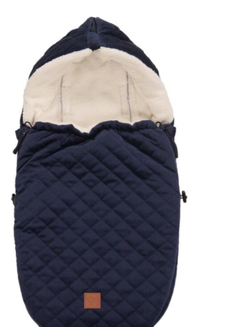 Chancelière cosy Velvet Hoody bleu marine (0-24 mois) Bleu - Kiabi