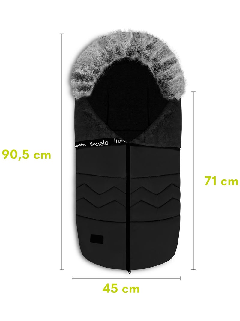 Chancelière pour poussettes LIONELO Frode - Universelle - Fourrure amovible - Imperméable Noir - Kiabi