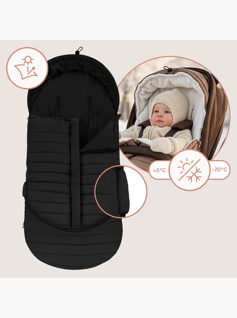 Chancelière pour poussettes LIONELO Oli - Universelle - Imperméable - +5 à –20°C - Filtre UV Noir - Kiabi