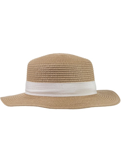 Chapeau 100% papier de paille claire, ajustable à l'intérieur 52 à 58 cm femme Isotoner - Kiabi