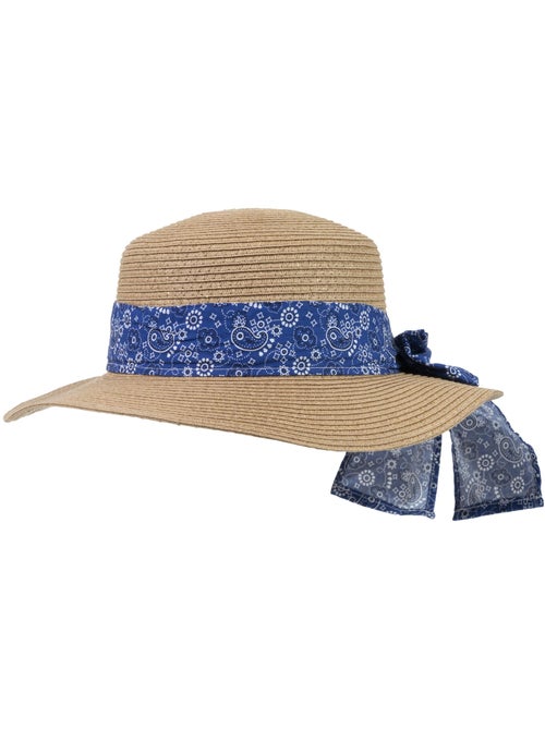 Chapeau 100% papier de paille claire, ajustable à l'intérieur 52 à 58 cm femme Isotoner - Kiabi