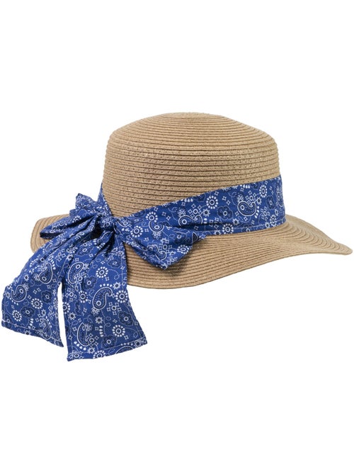 Chapeau 100% papier de paille claire, ajustable à l'intérieur 52 à 58 cm femme Isotoner - Kiabi