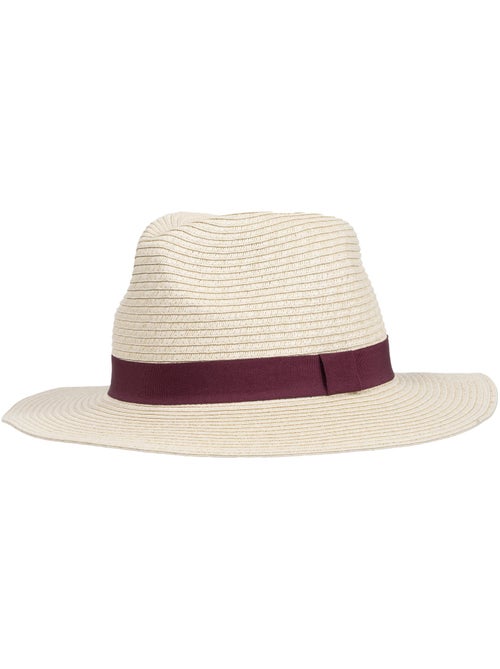 Chapeau 100% papier de paille claire, ajustable à l'intérieur 52 à 58 cm femme Isotoner - Kiabi