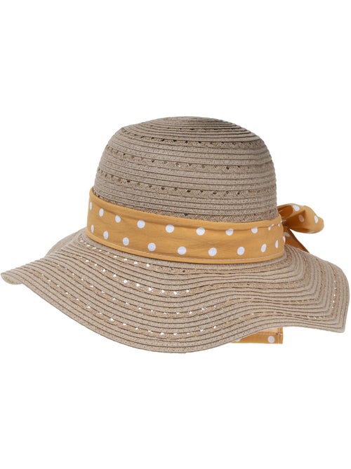 Chapeau 100% papier de paille claire, ajustable à l'intérieur 52 à 58 cm femme Isotoner - Kiabi