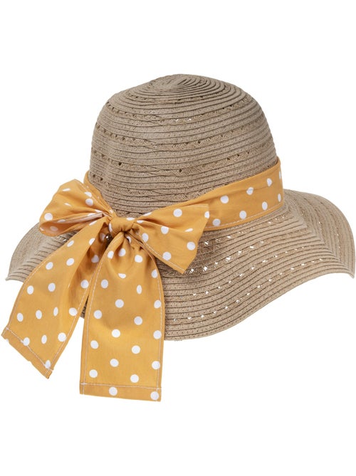 Chapeau 100% papier de paille claire, ajustable à l'intérieur 52 à 58 cm femme Isotoner - Kiabi