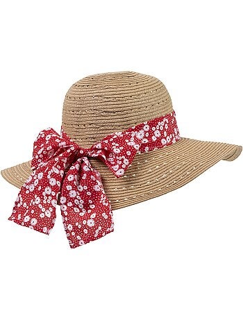 Chapeau 100% papier de paille claire, ajustable à l'intérieur 52 à 58 cm femme Isotoner