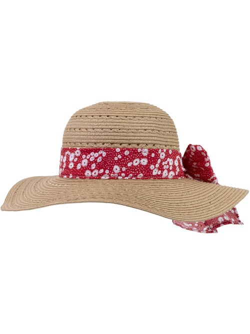 Chapeau 100% papier de paille claire, ajustable à l'intérieur 52 à 58 cm femme Isotoner - Kiabi