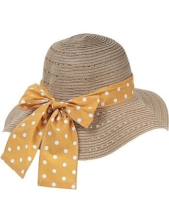 Chapeau 100% papier de paille claire, ajustable à l'intérieur 52 à 58 cm femme