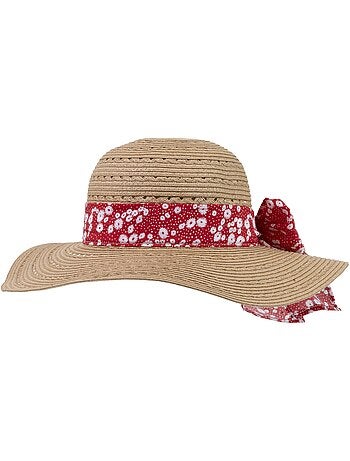 Chapeau 100% papier de paille claire, ajustable à l'intérieur 52 à 58 cm femme