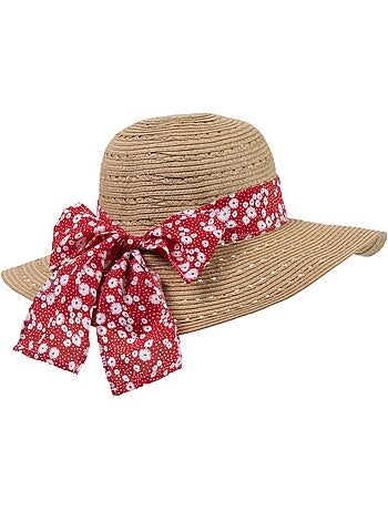 Chapeau 100% papier de paille claire, ajustable à l'intérieur 52 à 58 cm femme