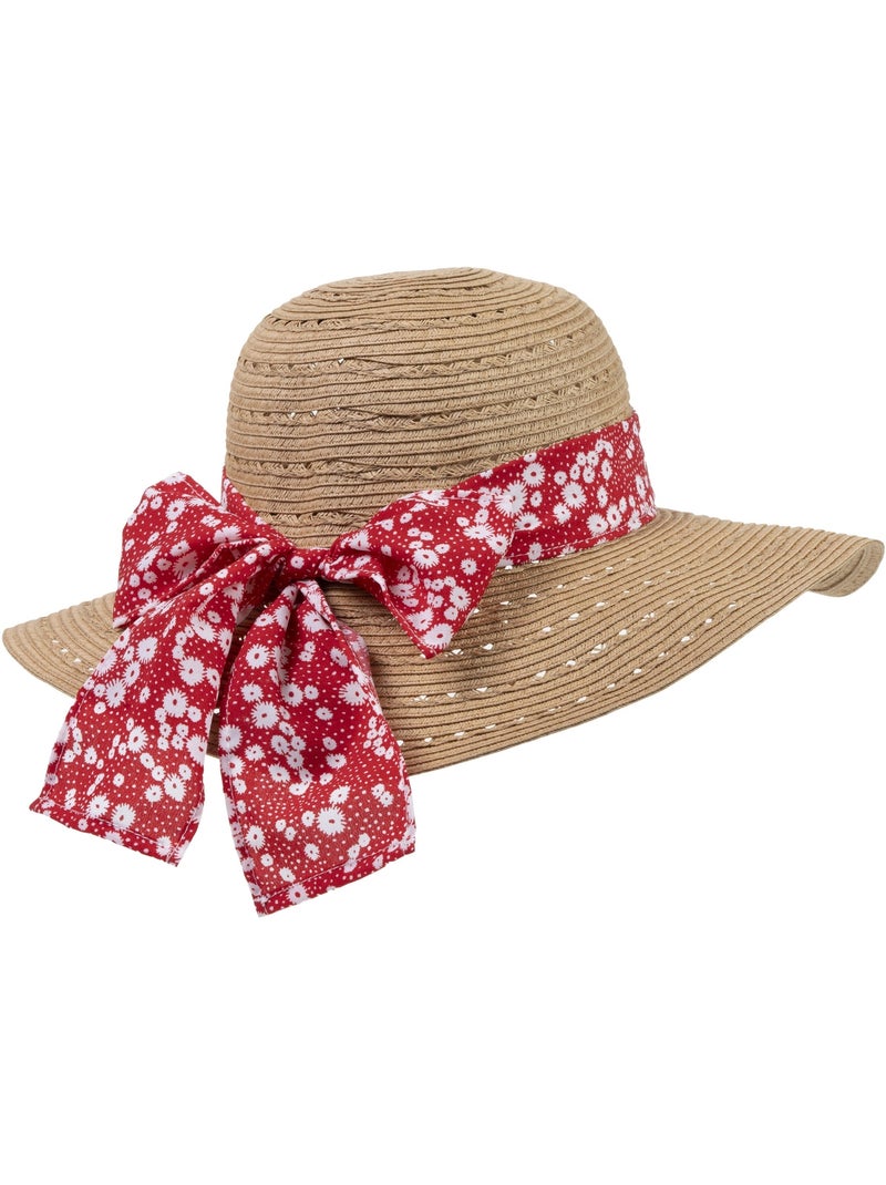 Chapeau 100% papier de paille claire, ajustable à l'intérieur 52 à 58 cm femme Rouge tomate - Kiabi