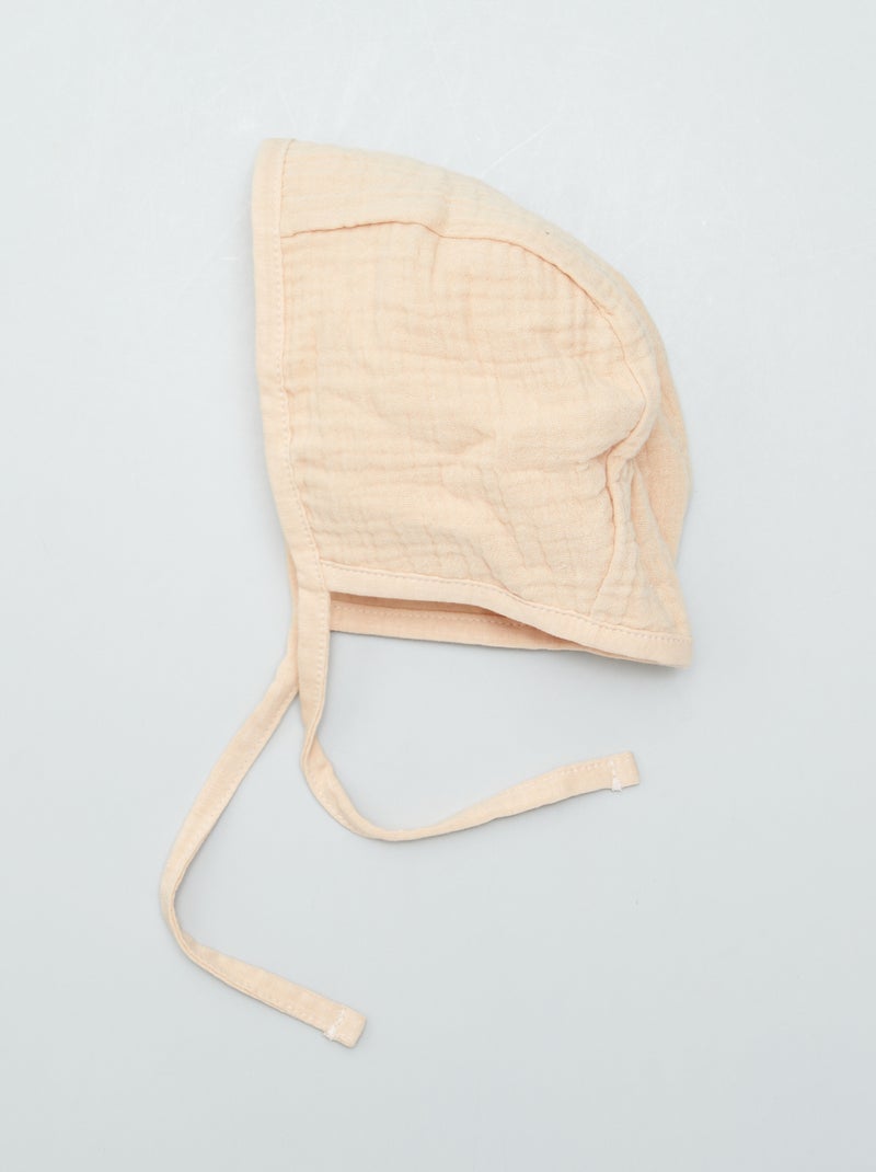 Chapeau béguin en double gaze de coton Beige - Kiabi