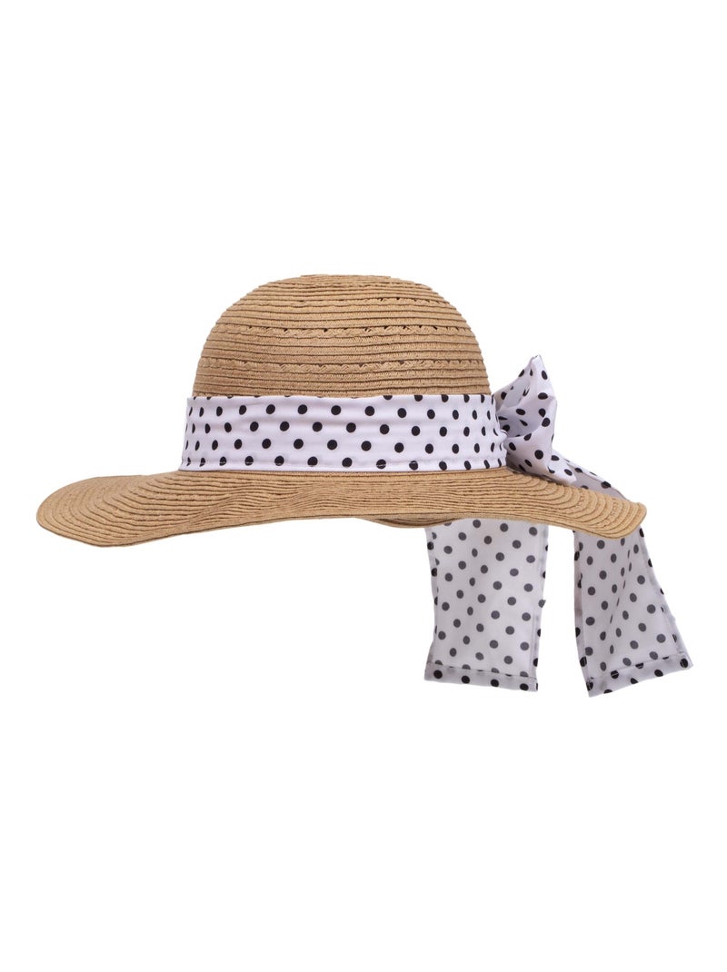 Chapeau capeline femme foulard pois Isotoner Blanc Noir - Kiabi