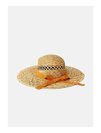 Chapeau capeline paille naturelle avec ruban