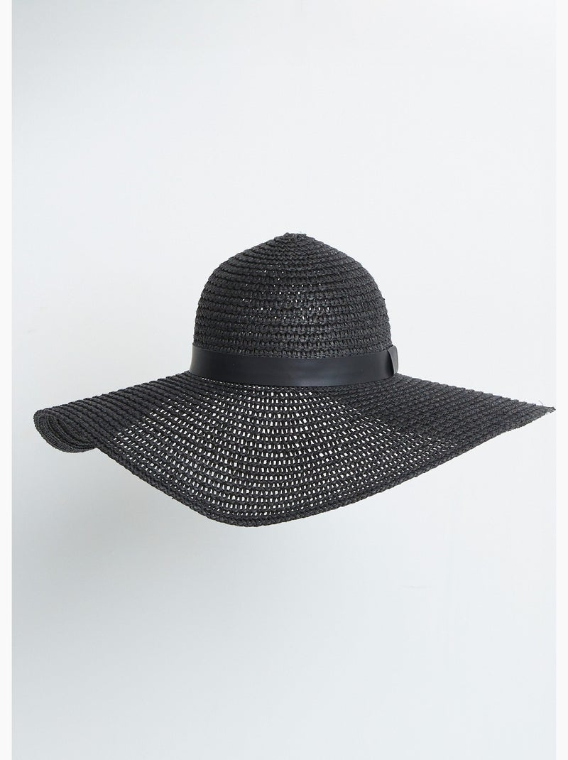 Chapeau capeline paille tressée - afibel Noir - Kiabi