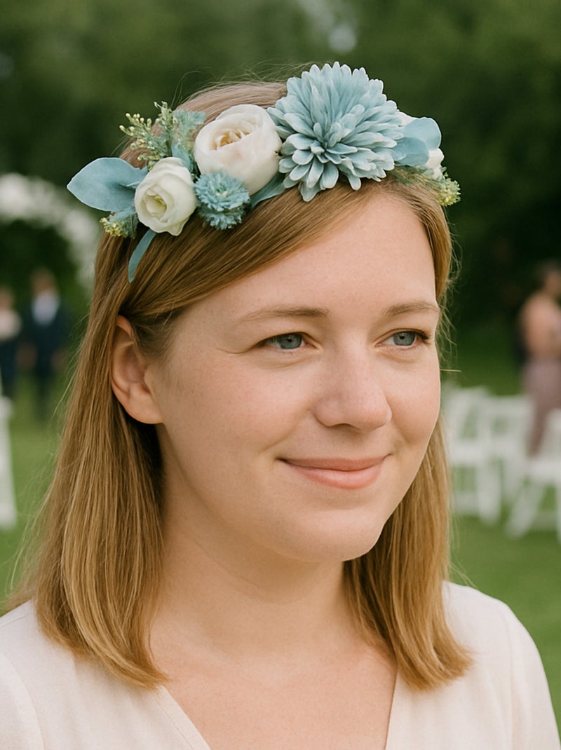 Chapeau couronne de fleurs serre tête Bleu - Kiabi
