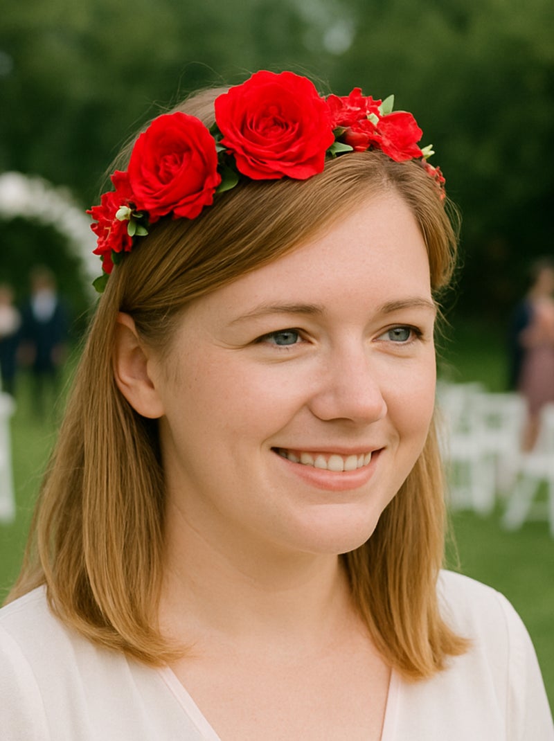 Chapeau couronne de fleurs serre tête Rouge - Kiabi